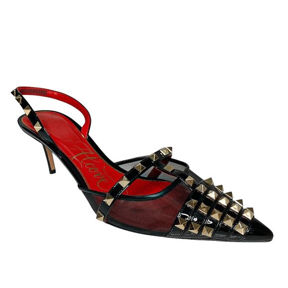 Valentino Shoes - Valentino Garavani Alcove Rockstud Slingback Mesh Pumps EU 41.5 Spiked Heels